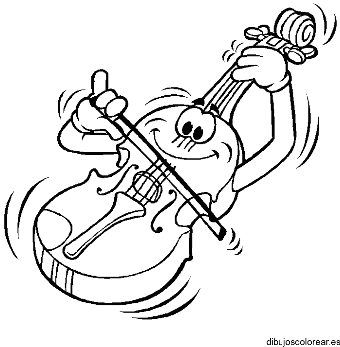 Dibujo de un violín sonriendo