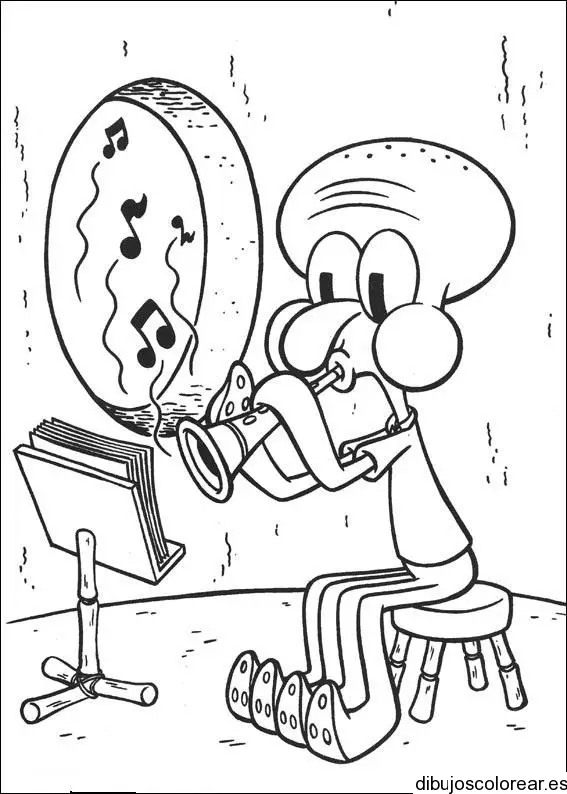 Dibujo de un pulpo tocando la trompeta