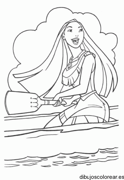 Dibujo de Pocahontas remando