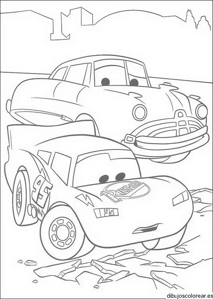Dibujo de dos coches compitiendo