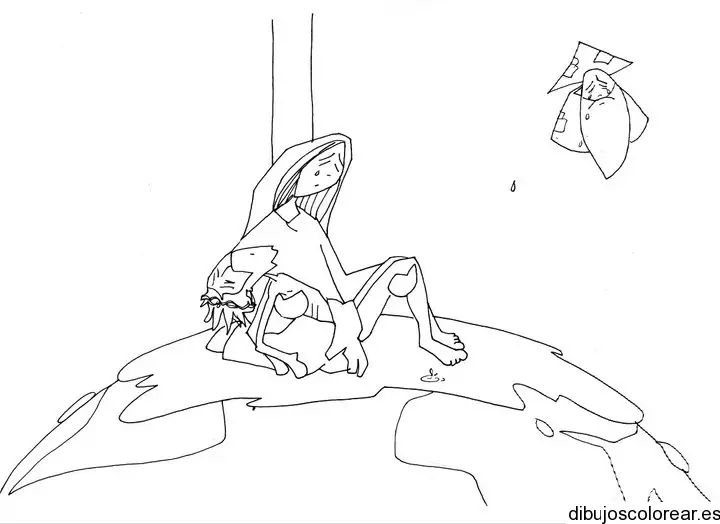 Dibujo de Jesús en los brazos de su madre