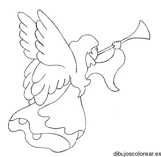 Dibujo de un ángel con una trompeta