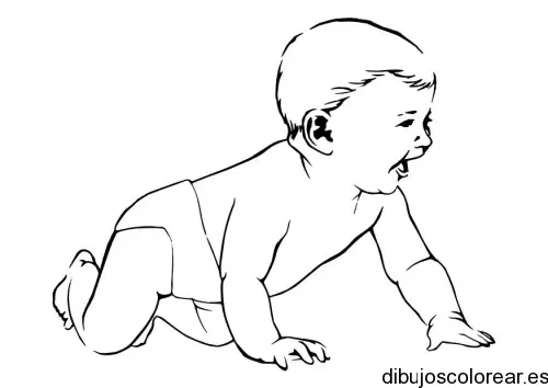 Dibujo de un bebé gateando felíz