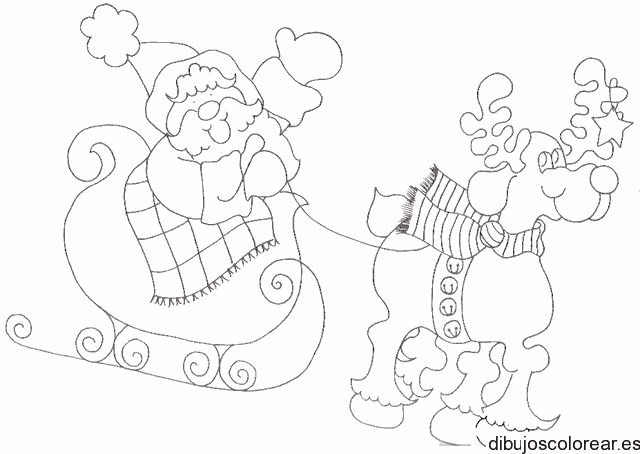 Dibujo de Santa Claus y su reno