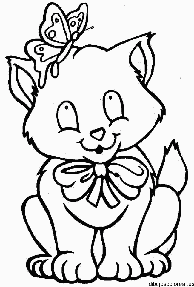 Dibujo de una gata con una mariposa