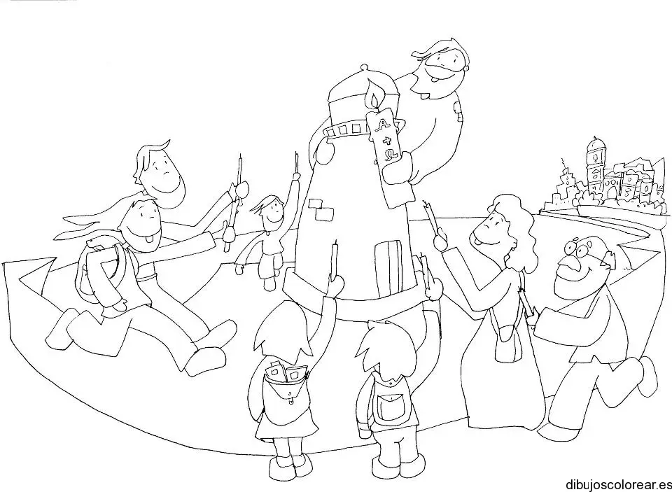 Dibujo de niños con velas