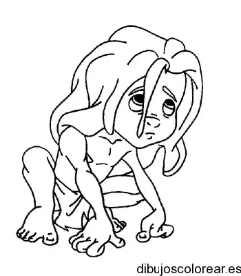 Dibujo de Mowgli asustado