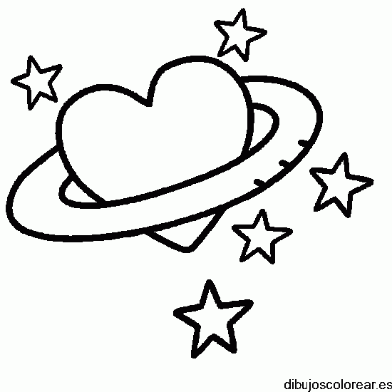 Dibujo de un corazón y estrellas girando