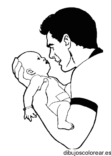Dibujo de un bebé con su padre