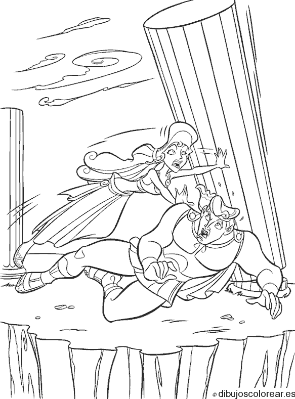 Dibujo de Hércules y Megara en las columnas