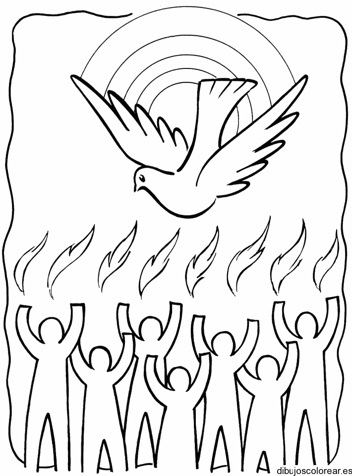 Dibujo de niños y la paloma de la paz