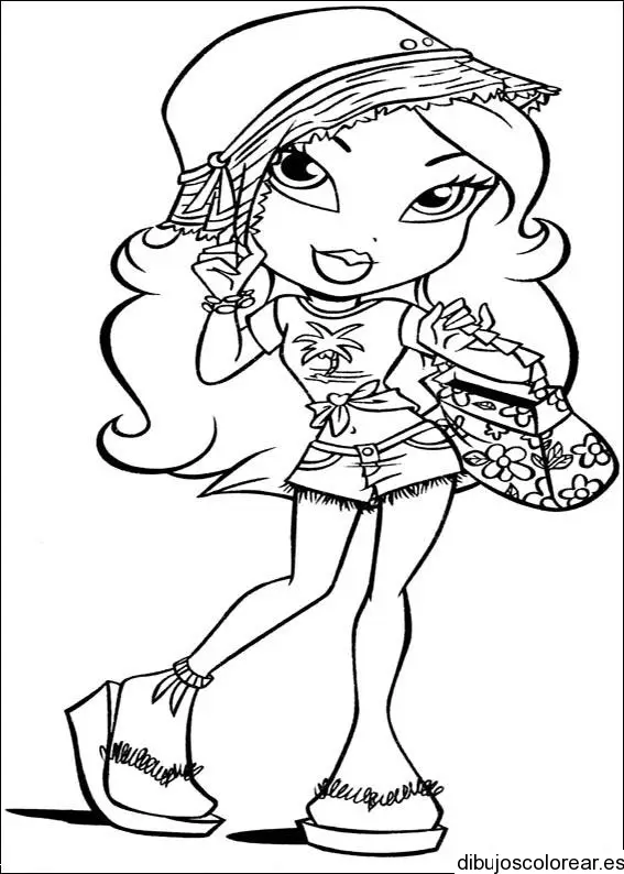 Dibujo de una muñeca Bratz con sombrero