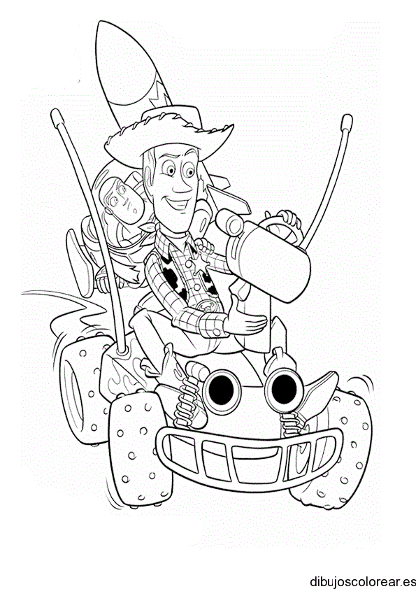 Dibujo de woody en un cochecito