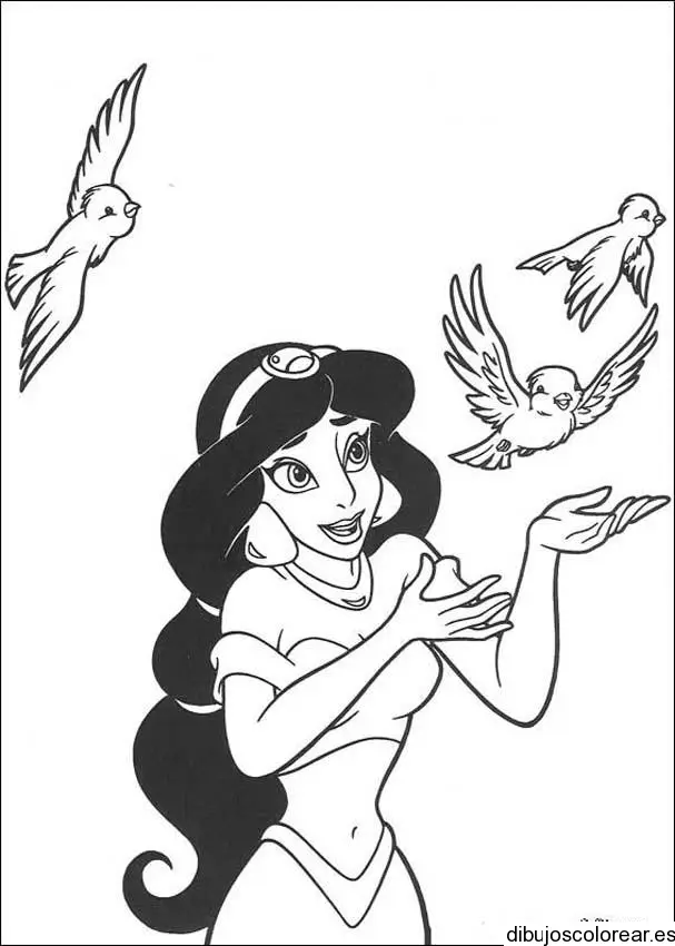 Dibujo de Jasmine con los pajaritos