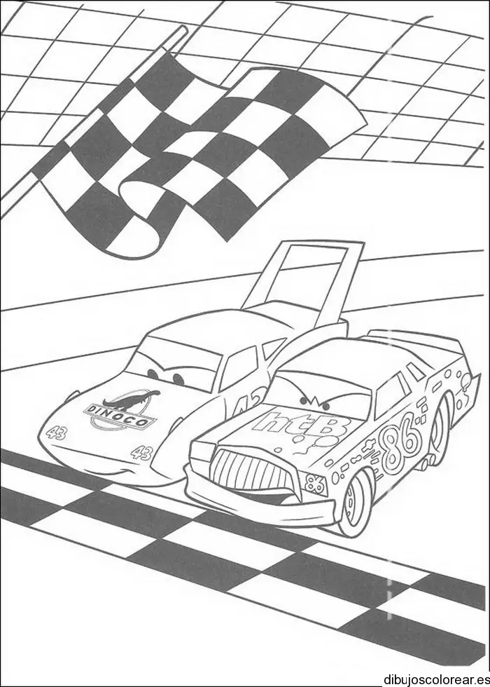 Dibujo de Cars llegando a la meta