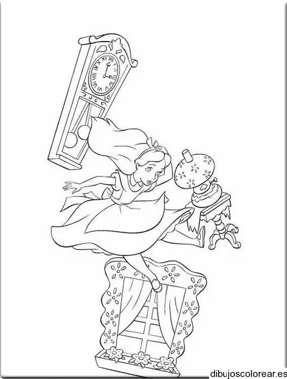 Dibujo de Alicia y el reloj