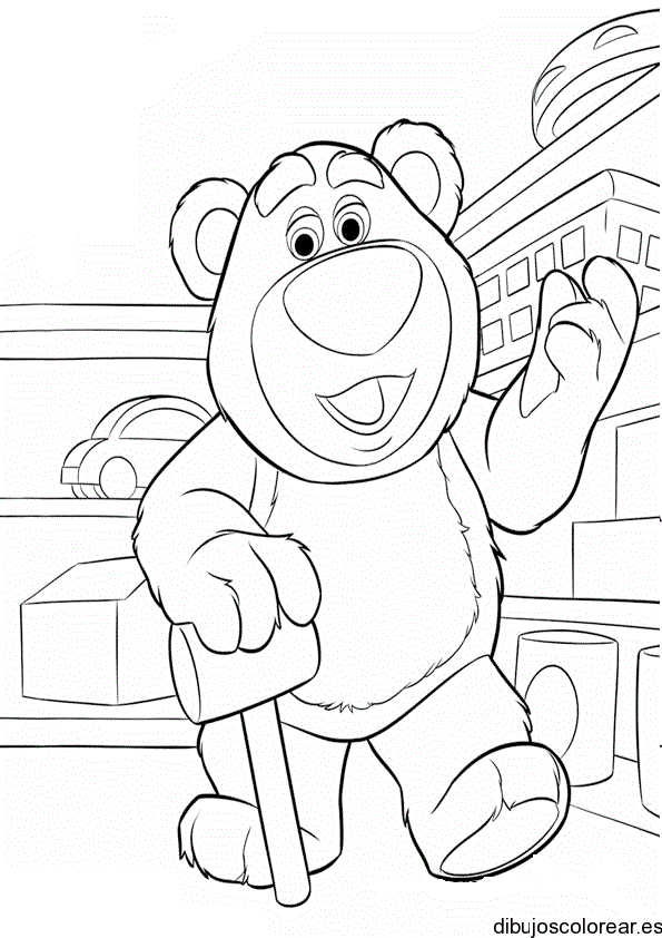 Dibujo de un oso con un mazo