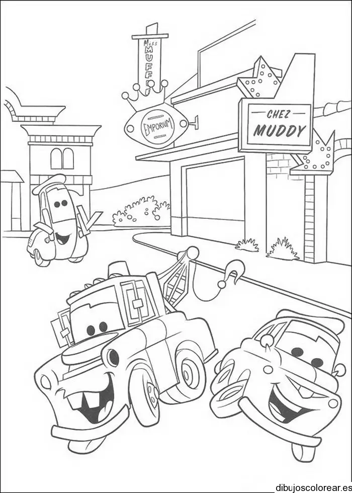 Dibujo de Cars en la carretera