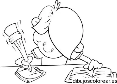 Dibujo de un niño escribiendo