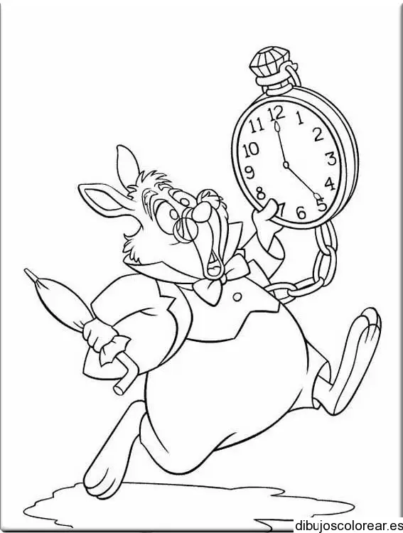 Dibujo de un conejo con un reloj