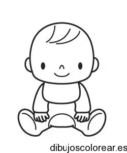 Dibujo de un bebé sentado sonriendo