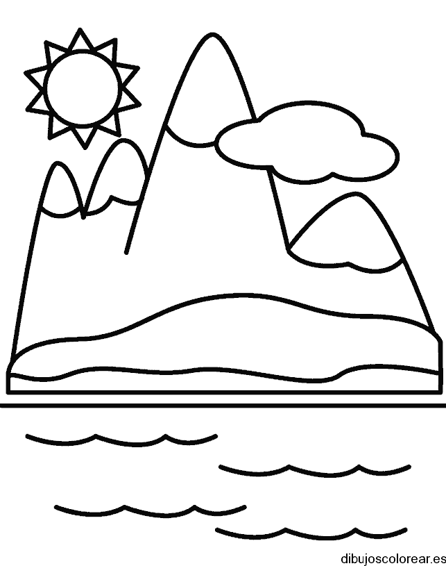 Dibujo de un paisaje con mar