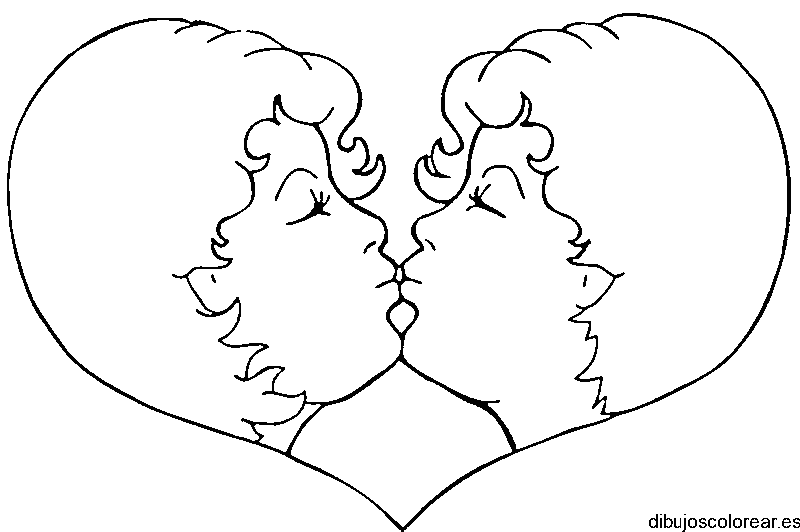 Dibujo de una pareja en un corazón