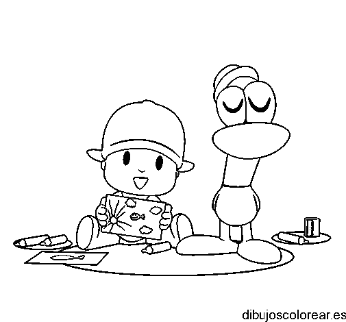 Dibujo de Pocoyó y el pato