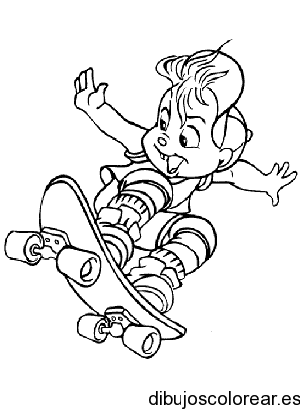 Dibujo de un niño en una patineta