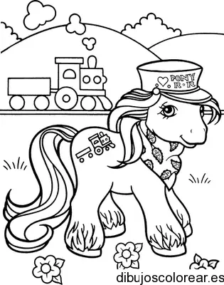 Dibujo de un pony con bufanda