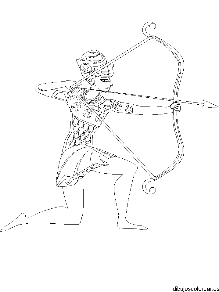 Dibujo de una mujer egipcia con un arco