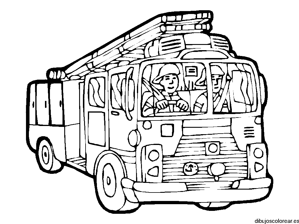 Dibujo de dos hombres en un camión