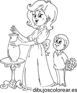 Dibujo de un niño con su madre