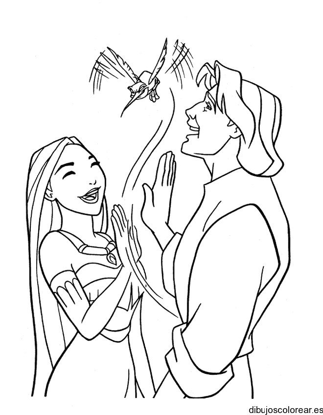 Dibujo de Pocahontas y John