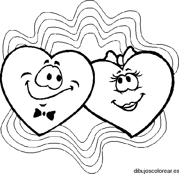 Dibujo de una pareja de corazones