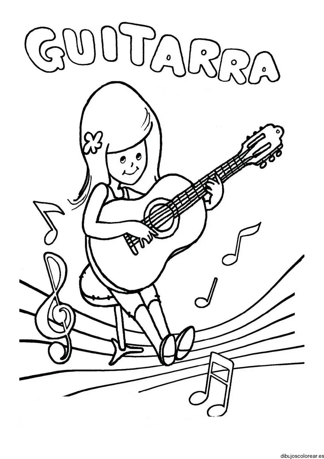 Dibujo de una niña tocando guitarra