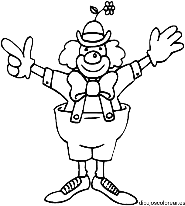 Dibujo de un payaso con flor en la cabeza