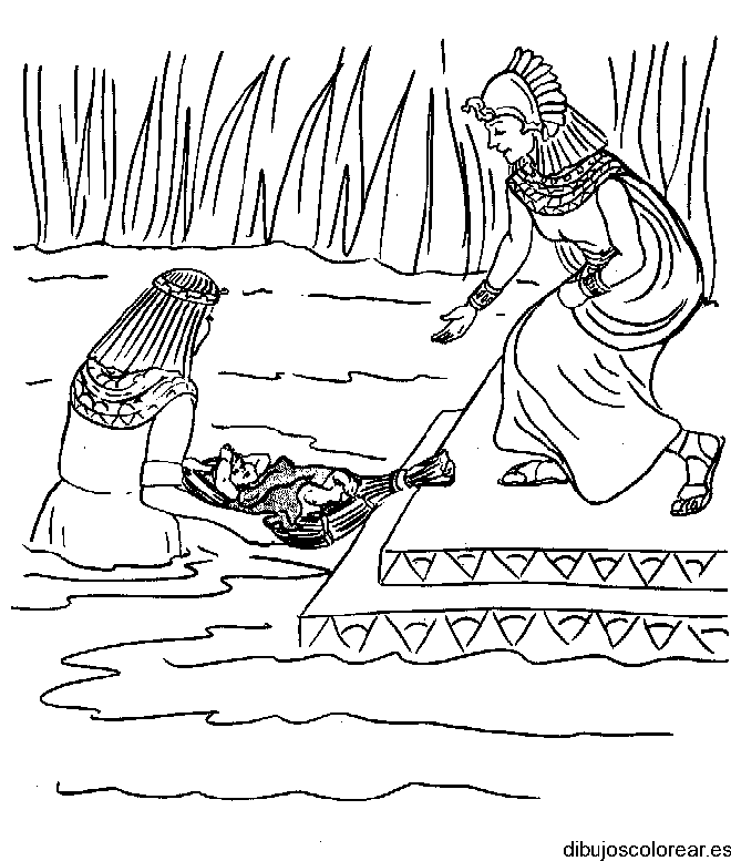 Dibujo de Moisés en el río
