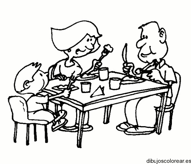Dibujo de una familia comiendo