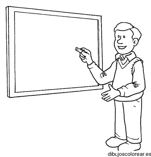 Dibujo de un maestro frente a la pizarra