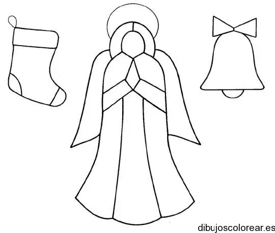 Dibujo de un ángel y artículos navideños