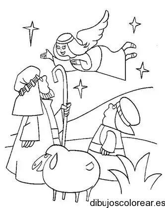 Dibujo de pastores con un ángel