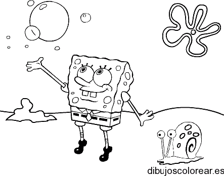 Dibujo de Bob esponja jugando con burbujas