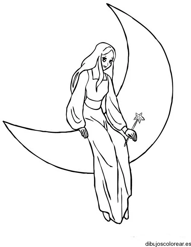Dibujo de una princesa en una luna