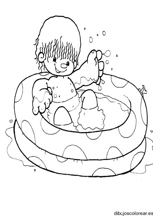 Dibujo de un niño en una piscina