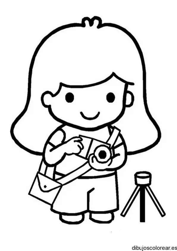 Dibujo de una niña con una cámara