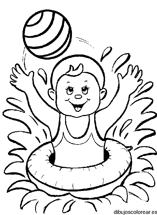 Dibujo de un bebé jugando en el agua