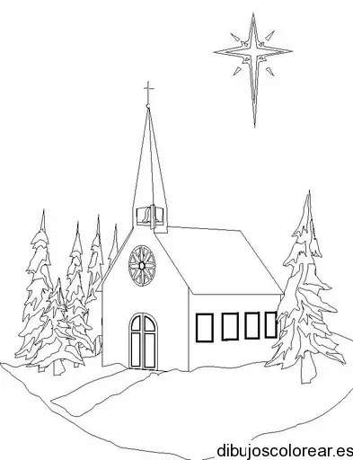 Dibujo de una estrella sobre una iglesia