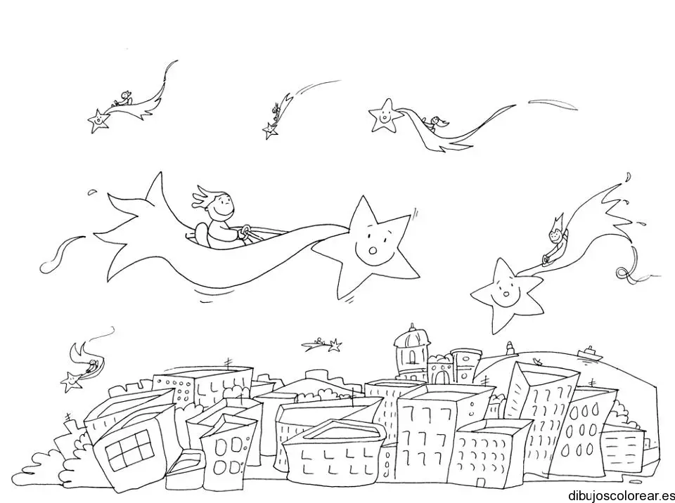 Dibujo de estrellas y ángeles