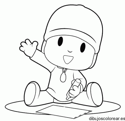 Dibujo de Pocoyó con un lápiz